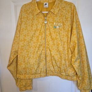 Nike Yellow Floral Lightweight Sport Jacket Sz XLarge Preloved